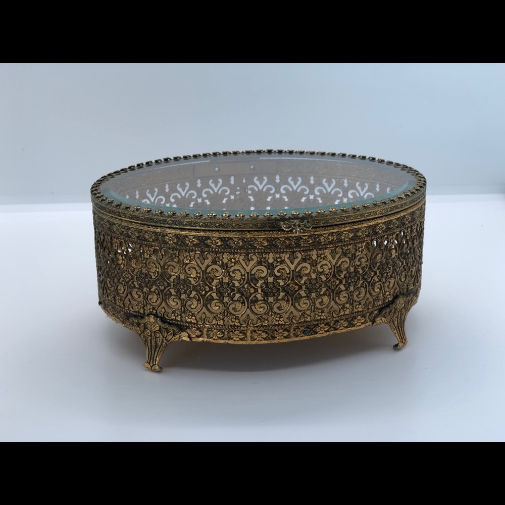 Antique/Vintage Gold Jewelry Box